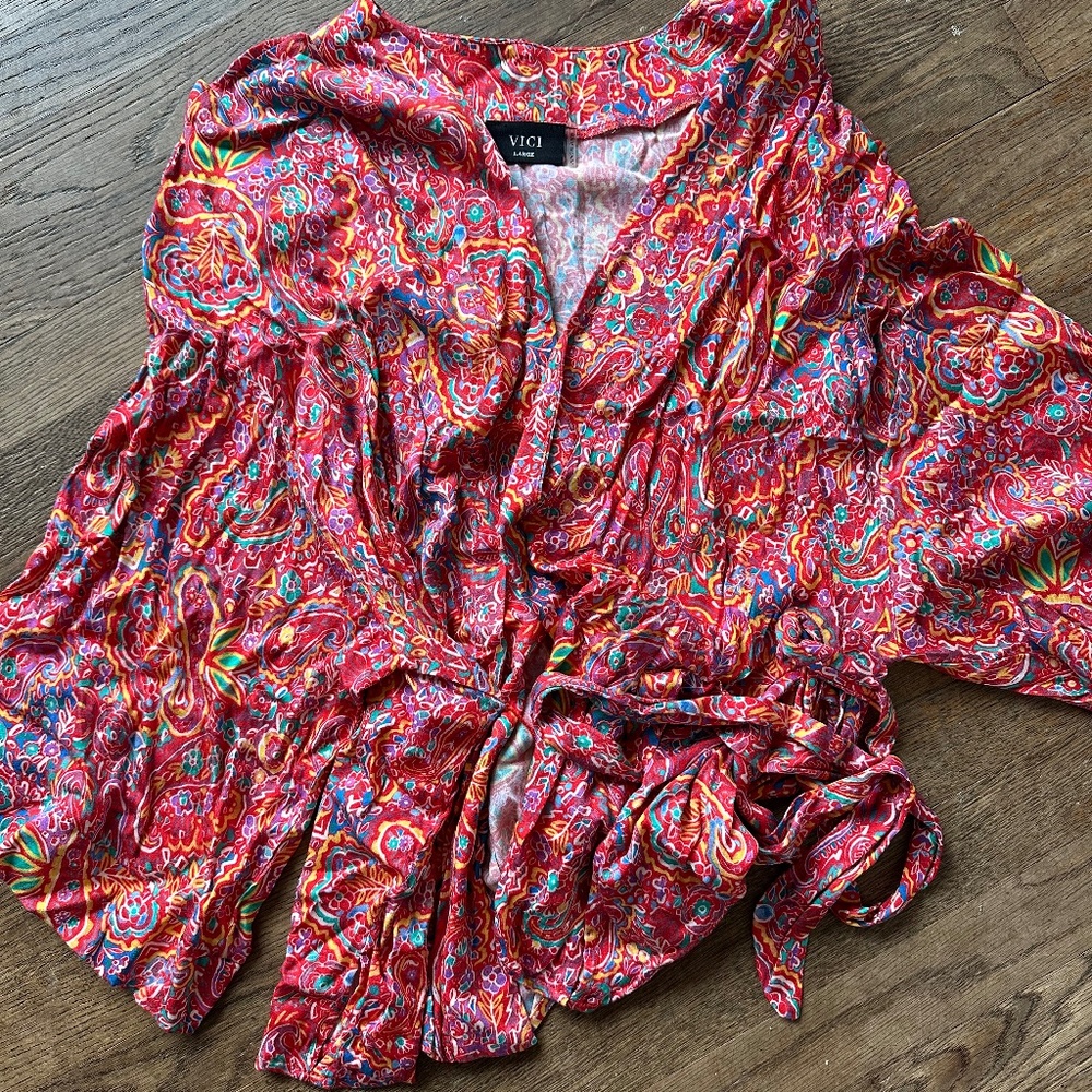 Bright Printed Wrap Top